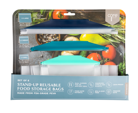 Reusable Food Storage Bags {6 Pack} - Blue Ombre